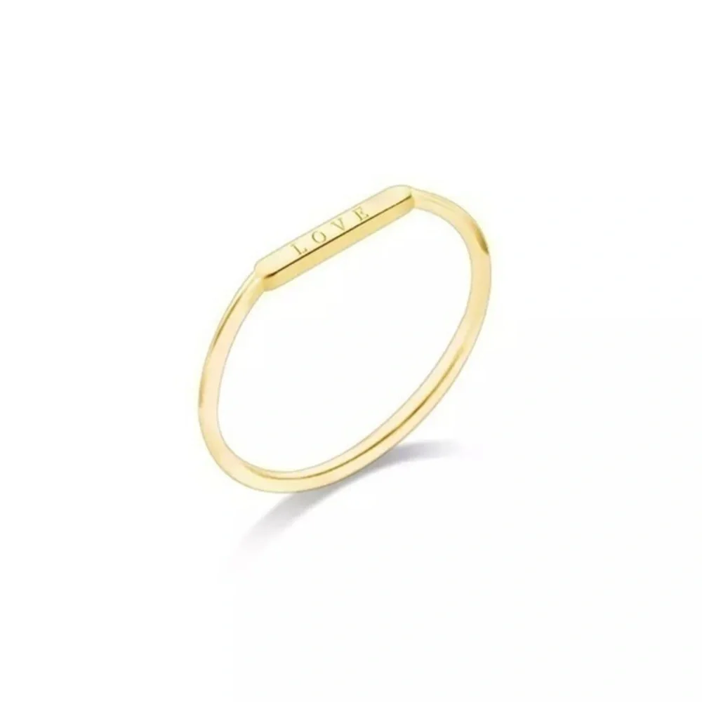 Gold Plated Dainty 925 Sterling Silver Love Letter Ring